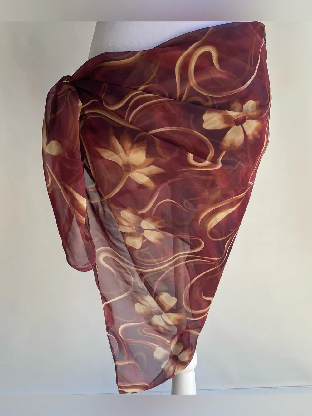 Fall floral large square vintage scarf wrap shawl boho waist